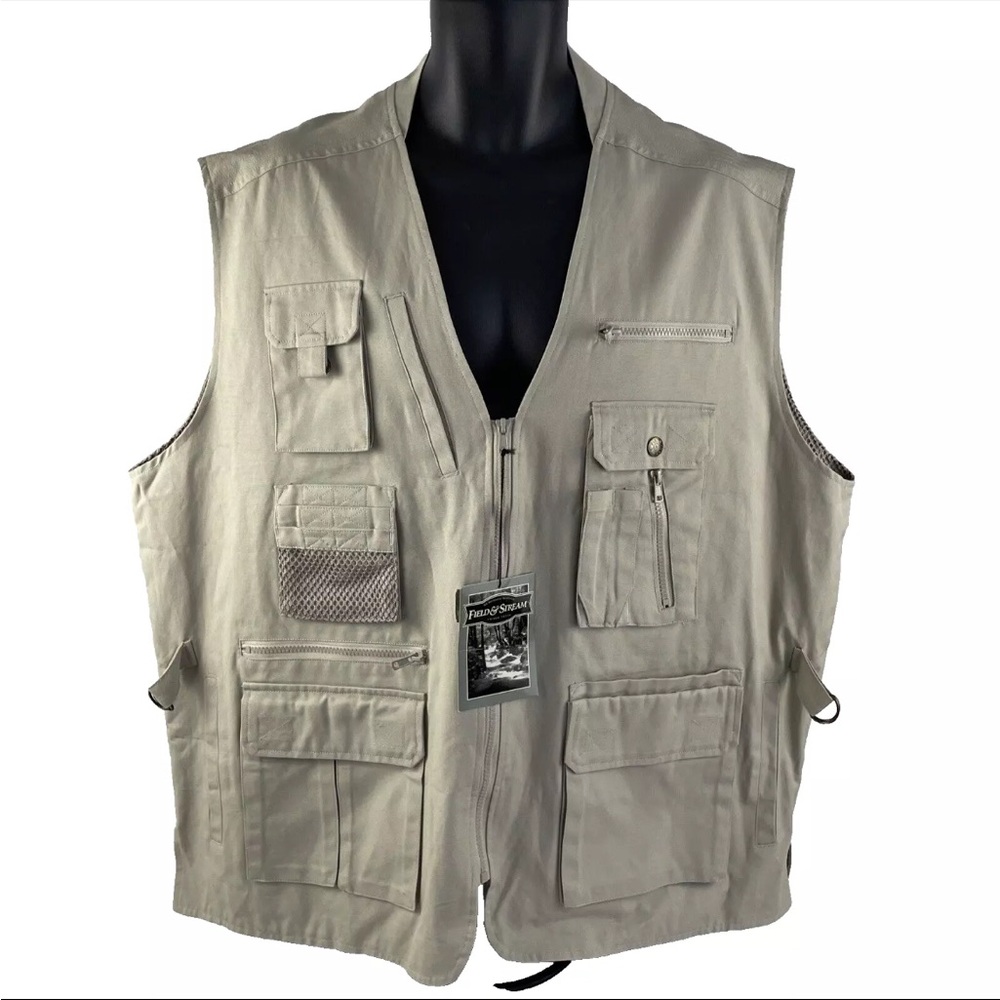 New Mens Field & Stream Full Zip Vented Fishing Vest Sz XXL NWT Pockets